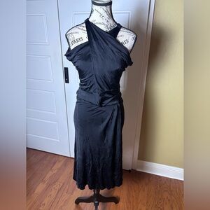 DVF Black Halter Wrap Suron Midi Dress